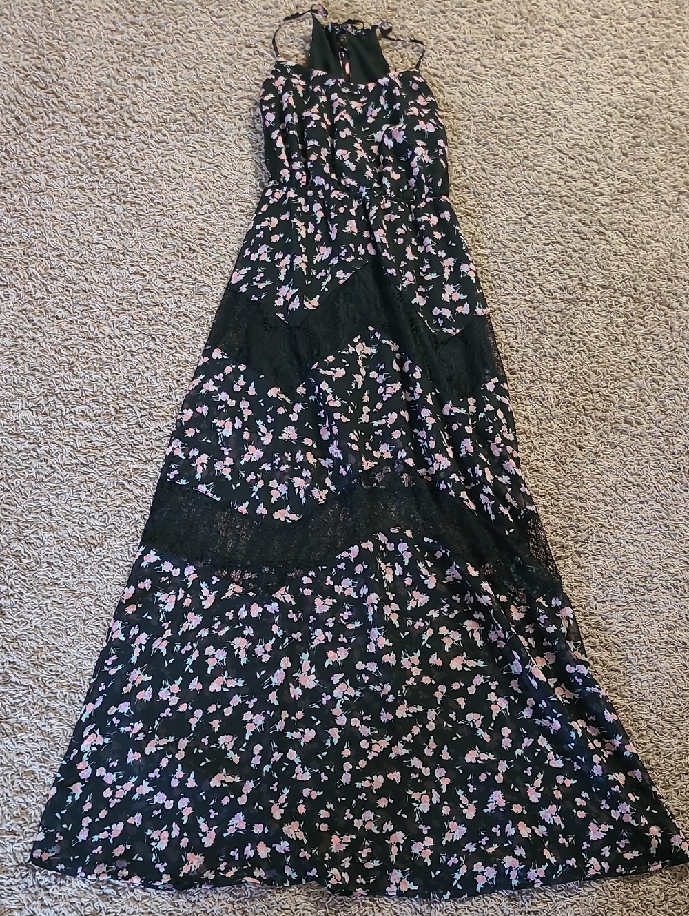 Candie's Black Maxi Dress Floral Print Size Small